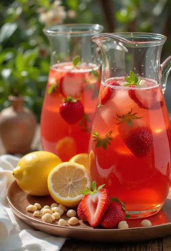 Limonata alle fragole servita in bicchiere