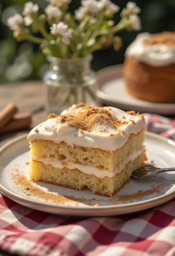 Torta cremosa alla cannella servita a fette
