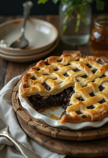 Crostata al miele e semi di papavero servita