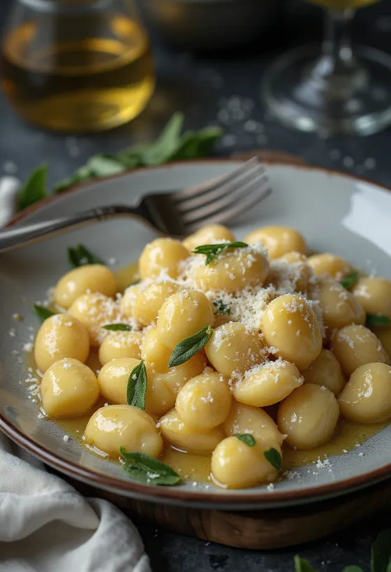 Gnocchi di ricotta serviti con burro e parmigiano