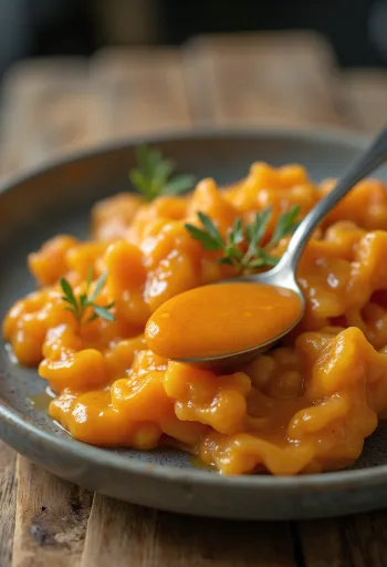 Salsa al burro e paprika servita con carne grigliata