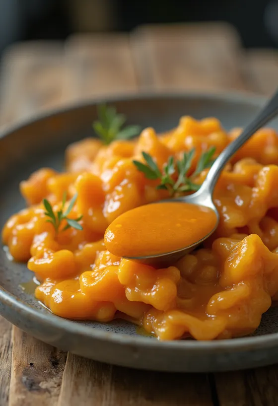 Salsa al burro e paprika servita con carne grigliata