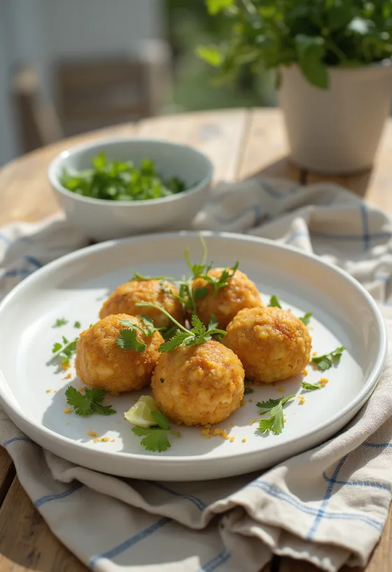 Acarajé con insalata di pomodori verdi, piatto brasiliano croccante