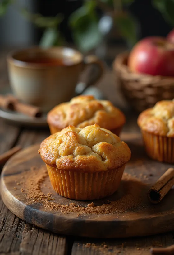 Muffin alle mele e cannella serviti