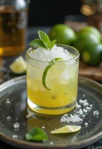 Cocktail Caipirinha con pezzi di lime e ghiaccio tritato
