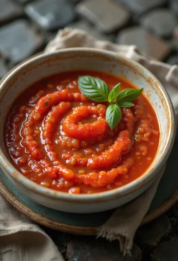 Sugo al pomodoro e basilico servita
