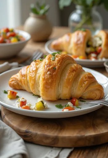 Croissant ripieno alle verdure servito