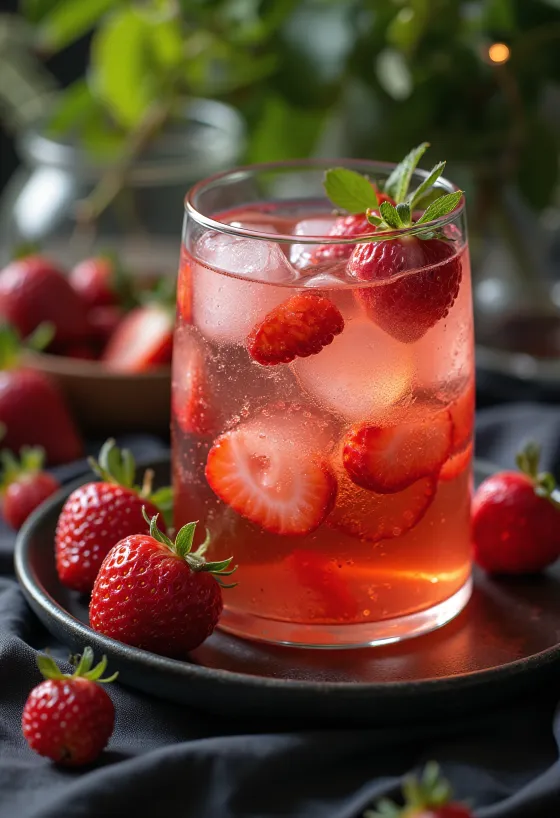 Sidro fragole e basilico servito in bicchieri