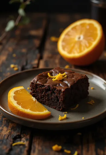 Brownie all'arancia servito