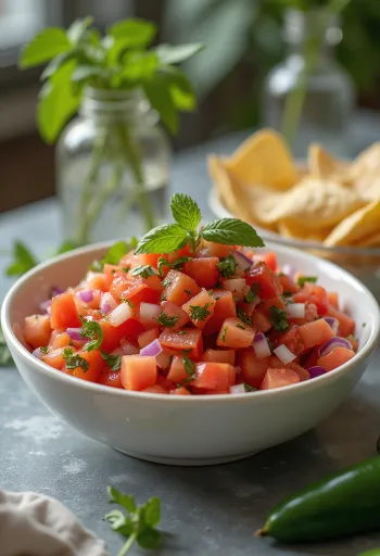 Salsa Pico de Gallo servita