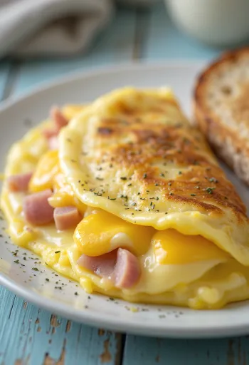 Omelette farcita con verdure fresche e formaggio fuso all'interno