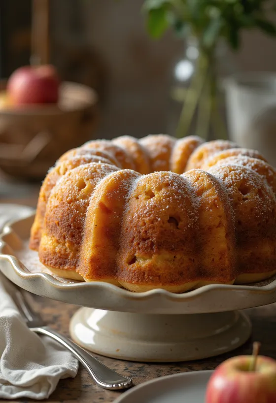Ciambellone mele e miele servito