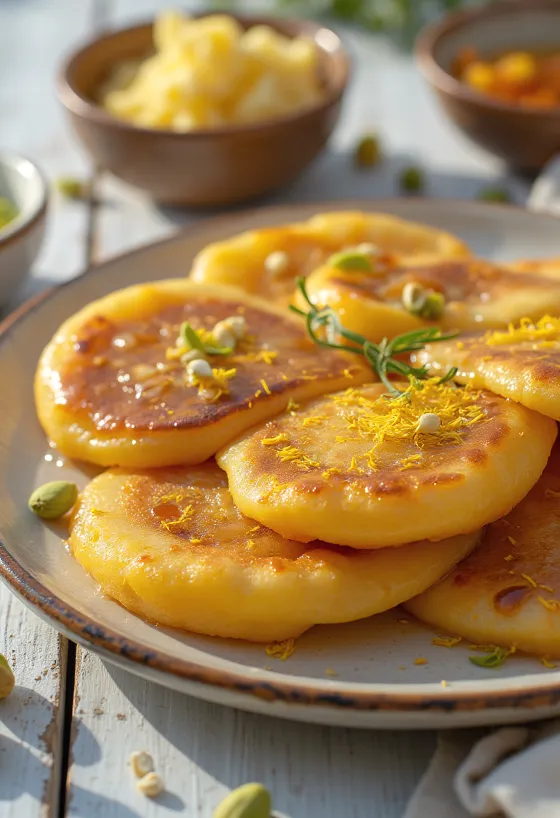 Pancake sciroppato indiano Malpua servito