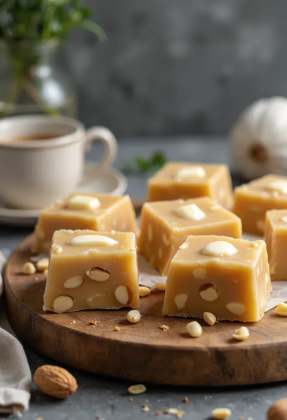 Pé de moleque con latte condensato, decorato con arachidi