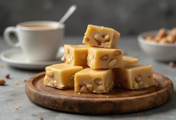 Pé de moleque con latte condensato, decorato con arachidi