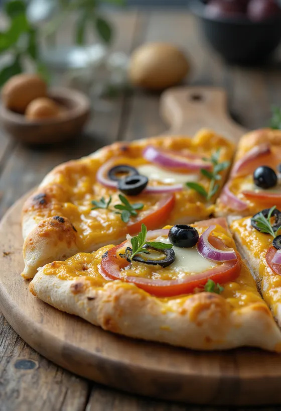Pizza peruviana con pasta Aji Amarillo