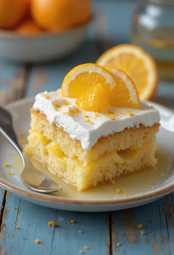 Tres leches all'arancia servito fresco