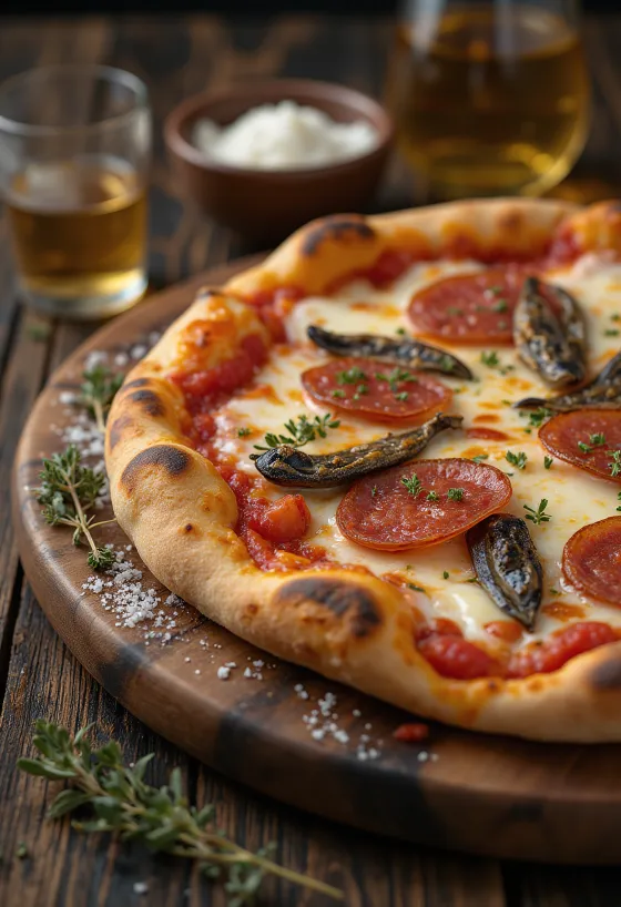 Pizza Diavola con acciughe e peperoncino