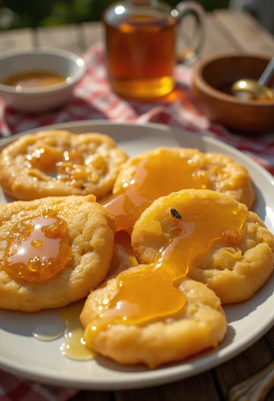 Sopaipilla cilena dolce, inondata di miele e spolverata di cannella