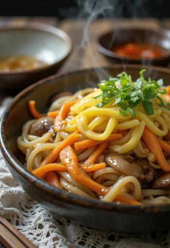 Yaki udon saltato nel wok