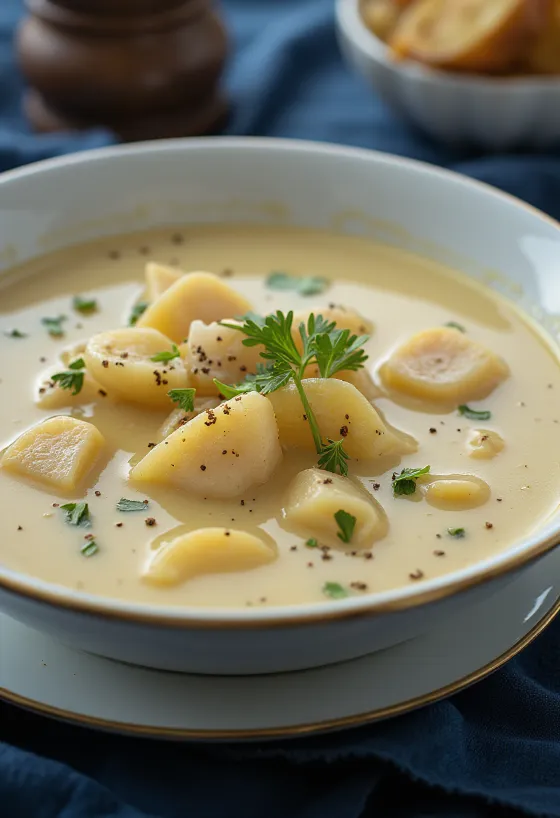 Cullen Skink con panna, servita con prezzemolo fresco