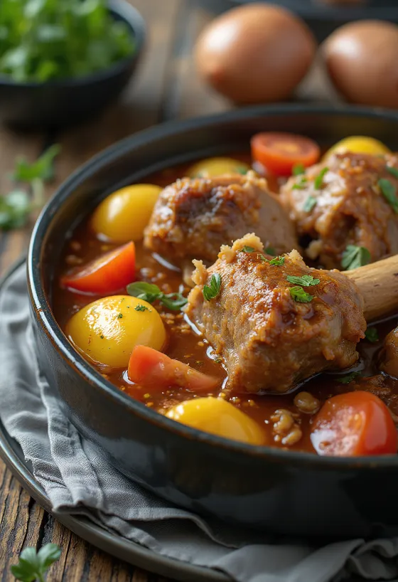 Khashlama servita con agnello e verdure