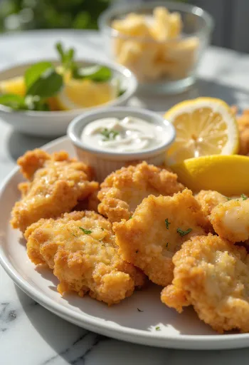 Cervello fritto servito in panatura croccante con verdure fresche