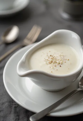 Salsa cremosa al rosmarino servita