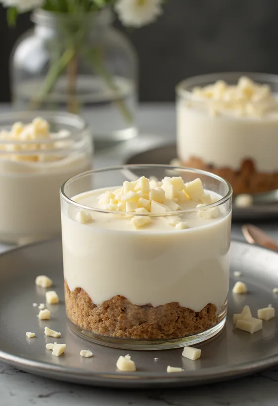 Torta mousse al cioccolato bianco servita a fette