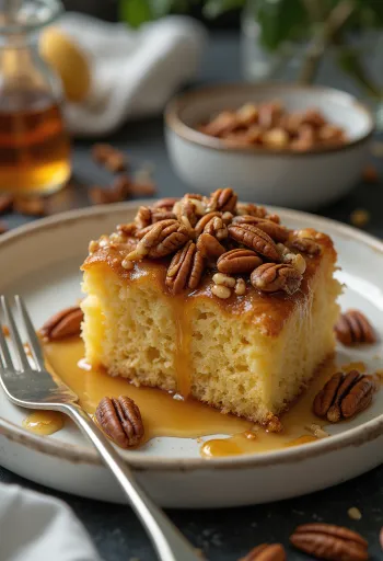 Torta alle noci pecan servita