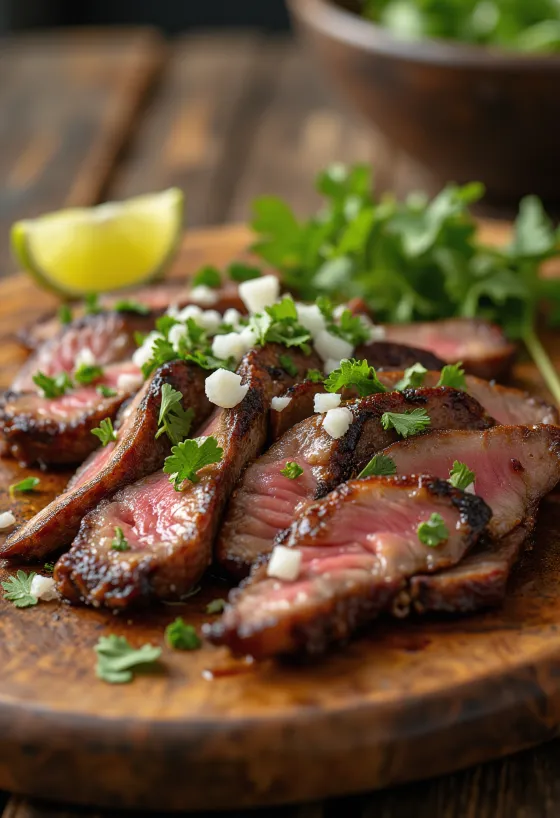 Carne asada servita con tortillas e insalata