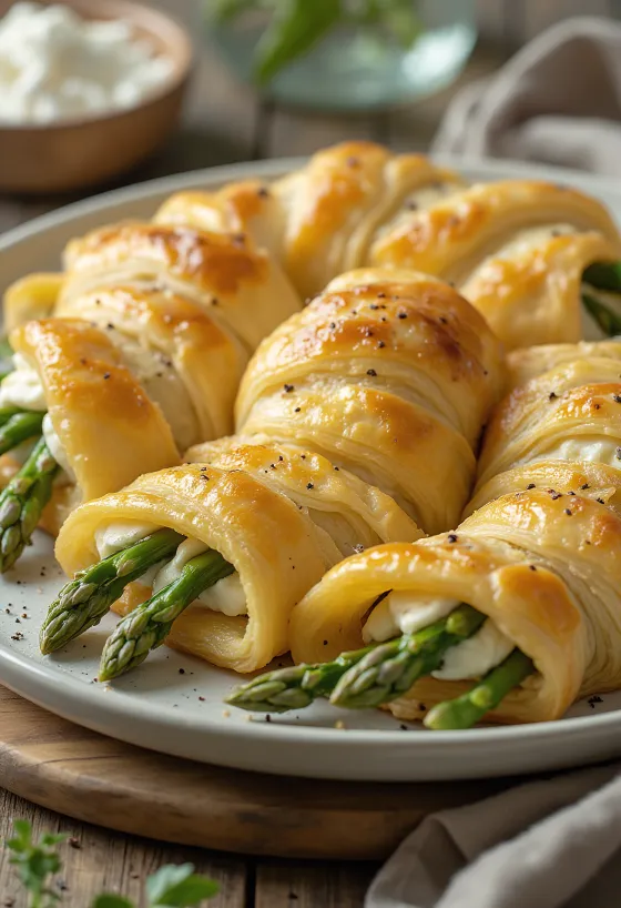 Burek agli asparagi servito
