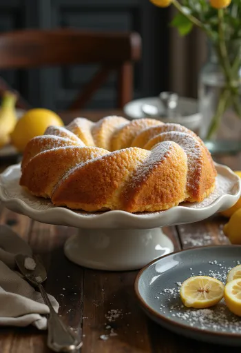 Ciambellone banane e limone servito