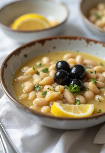 Zuppa di fagioli greca arricchita con olive nere Kalamata