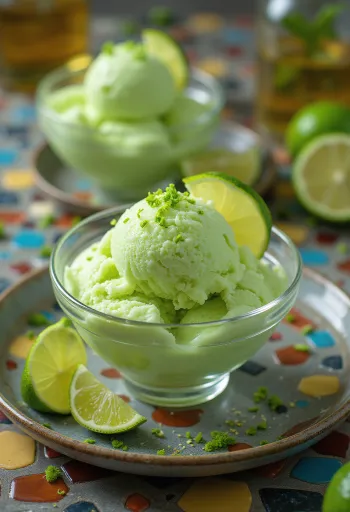 Gelato Tequila e Lime con fette di lime