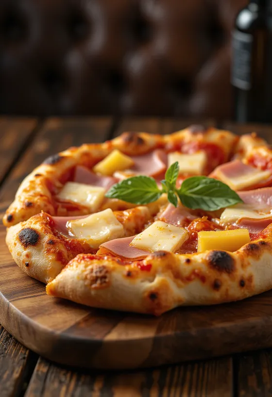 Pizza Hawaiana con ananas e prosciutto
