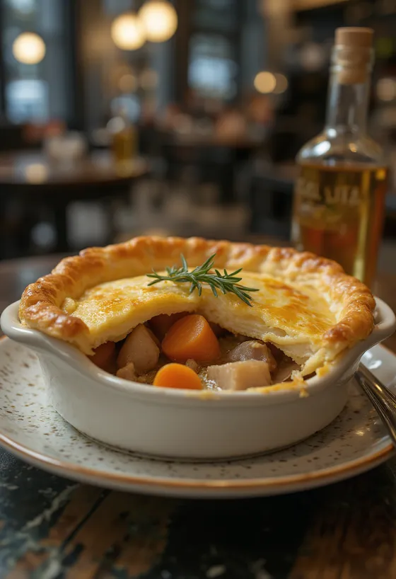 Pie di coniglio con verdure a radice servito con insalata fresca.