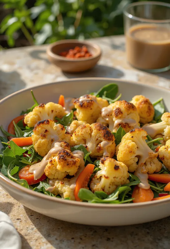 Insalata di cavolfiore arrosto con salsa tahina