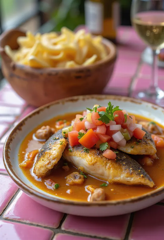 Vatapá de Peixe con Vinagrete, servito in una ricca salsa al cocco