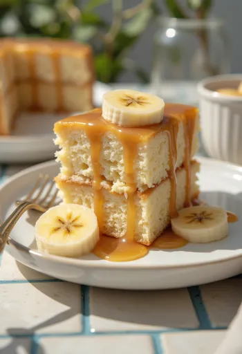 Torta banane e caramello servita