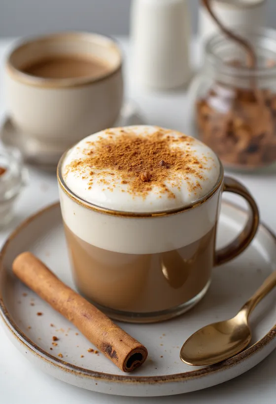 Chai latte speziato servito in tazza