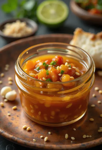 Dressing al sesamo, chili e lime servito