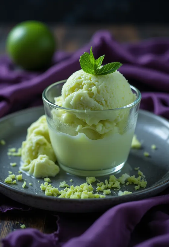 Gelato al lime servito