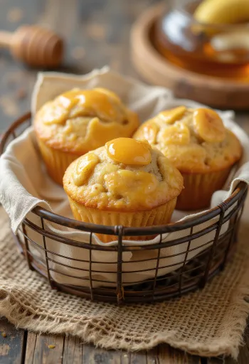 Muffin banane e miele serviti
