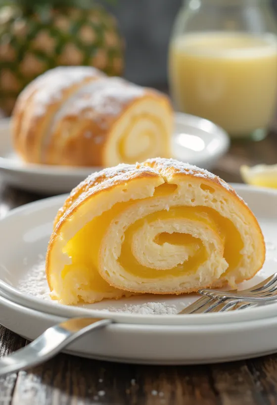 Bolo de Rolo all'ananas, fette di rotolo farcito con confettura di ananas