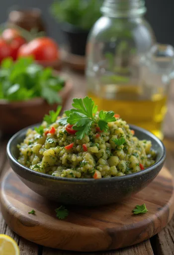 Salsa chimichurri servita con piatti grigliati