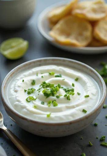Salsa allo yogurt, lime e aneto servita