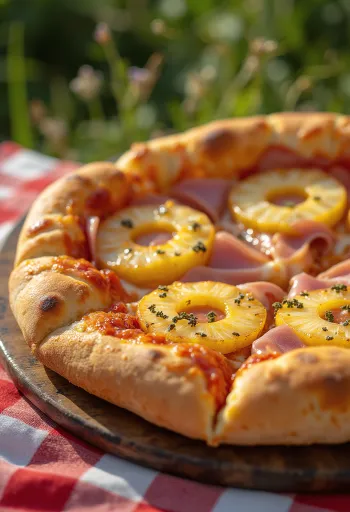 Classica Pizza Hawaiana con ananas e prosciutto