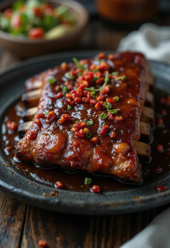 Costine BBQ piccanti servite