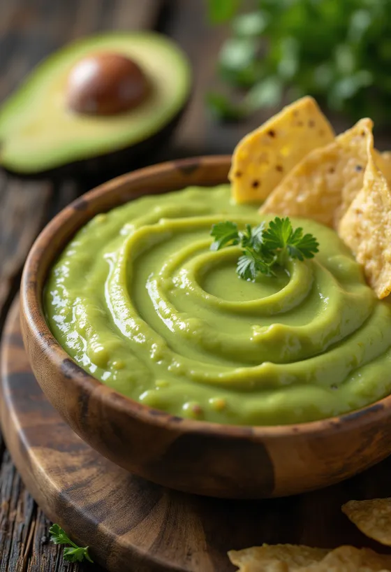 Crema di avocado al peperoncino servita
